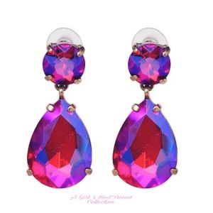 Fuschia Pink Teardrop Dangle Earrings